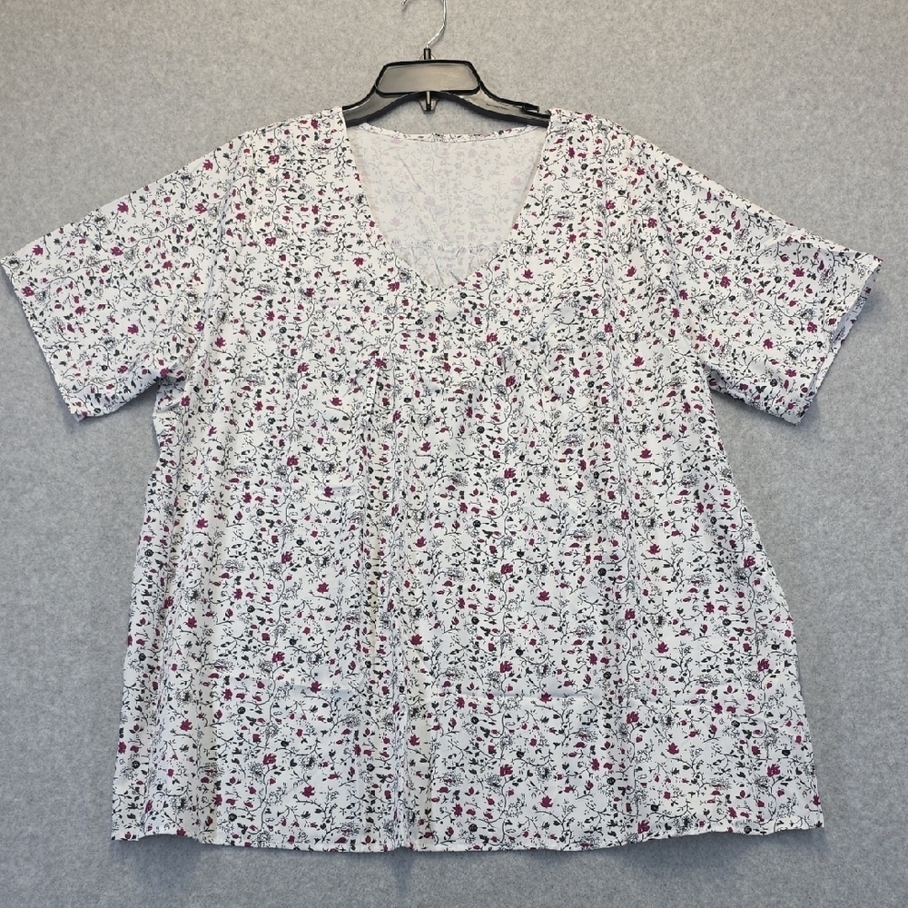 Floral Print Short Sleeve Tunic Top Size 5XL – Plus Size, Lightweight